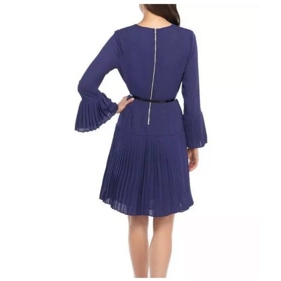 THE LIMITED Dress Sz 8 Astral Aura Purple Bell Sleeve Pleated NWT $99 - Picture 9 of 12